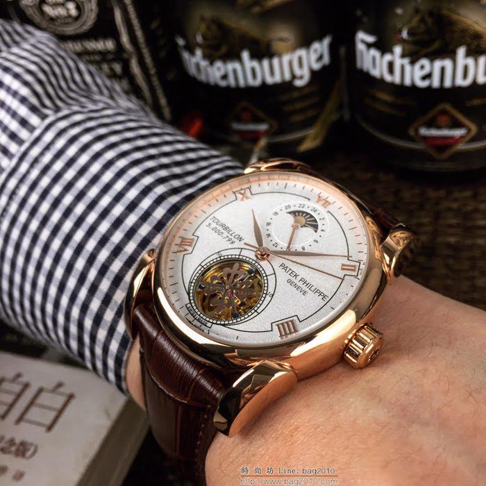 百達翡麗PATEK PHILPPE 全自動機械 牛皮錶帶 男士腕表  wssb3470